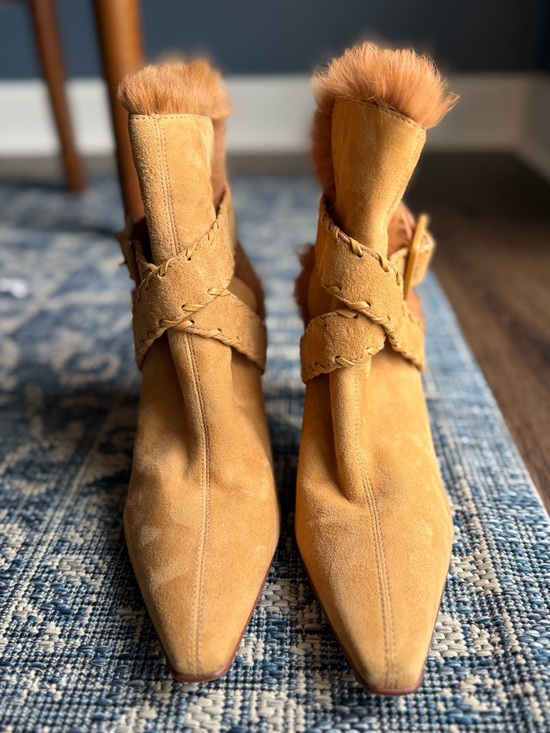 ANTONIO MELANI Shoes - ANTONIO MELANI | Pine Suede | Ankle Boots with Fur Trim | 7.5